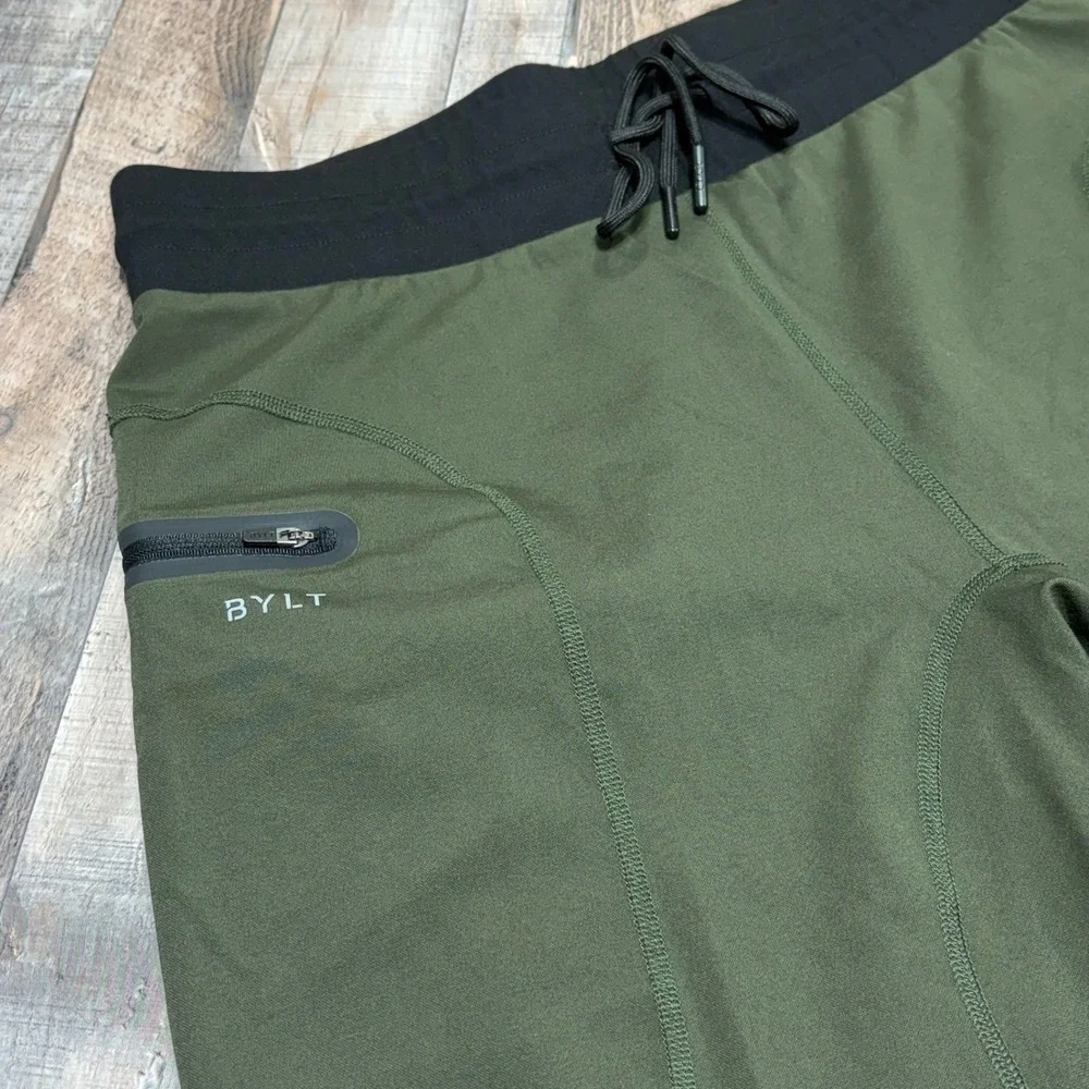 BYLT Premium Jogger Mens XL Olive Green Black Tapered Athletic Techwear Pants